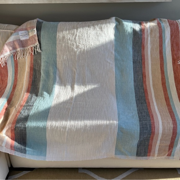 Magnolia Home x Loloi Lyla Throw Blanket Blue - Picture 4 of 7